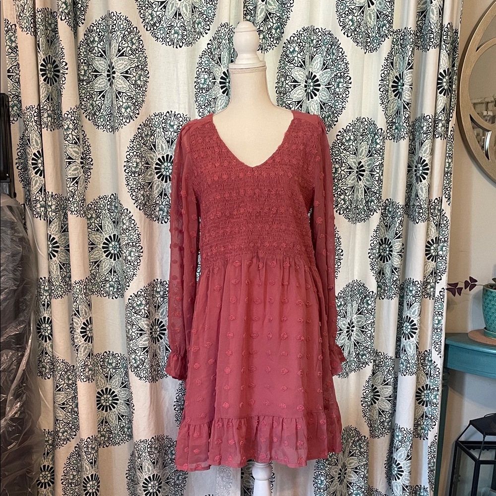 Pink Long Sleeve Dress xxl